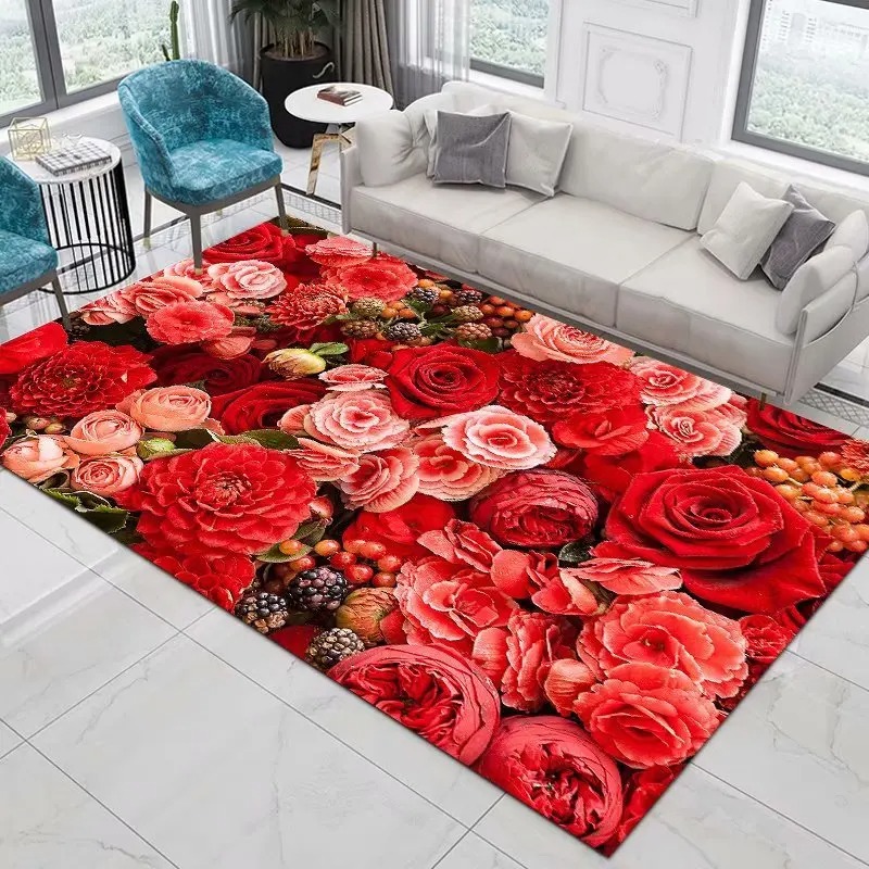 Red Rose Rugs for Living Room  - Maranta Prayer Plant recension och pris